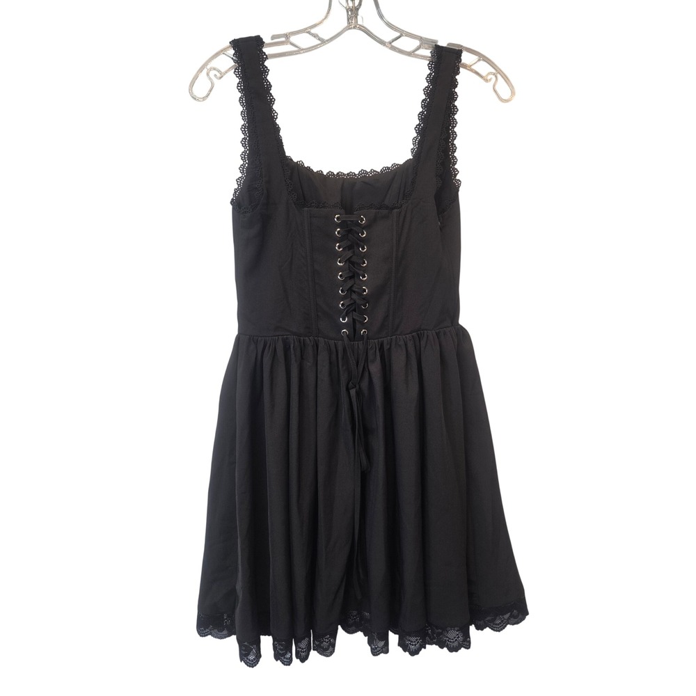 Eynmin Corset Mini Dress Women XS Black Lace Up Goth Lolita EYN NWT